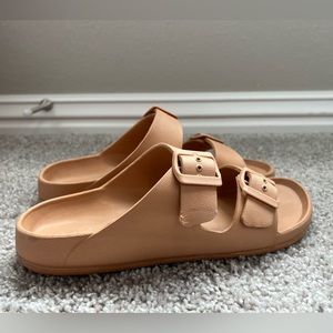 Peach/orange colored pool slides